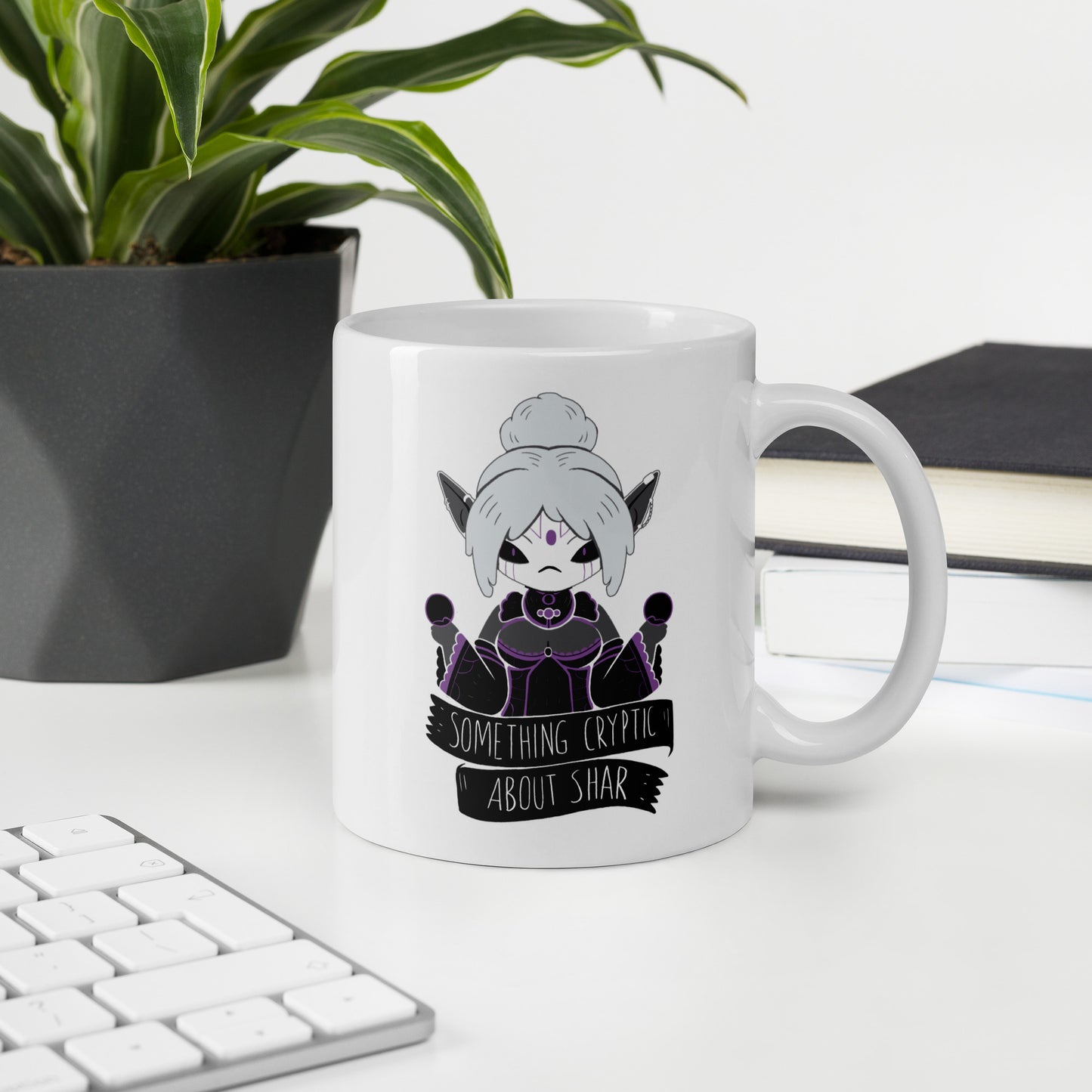 Something Cryptic About Shar - White Glossy Mug
