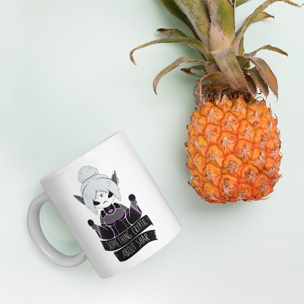 Something Cryptic About Shar - White Glossy Mug