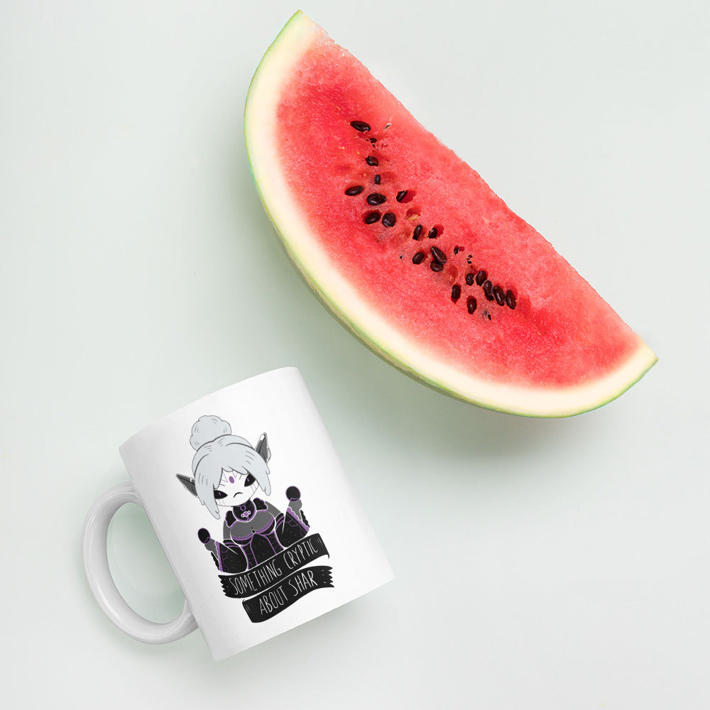 Something Cryptic About Shar - White Glossy Mug