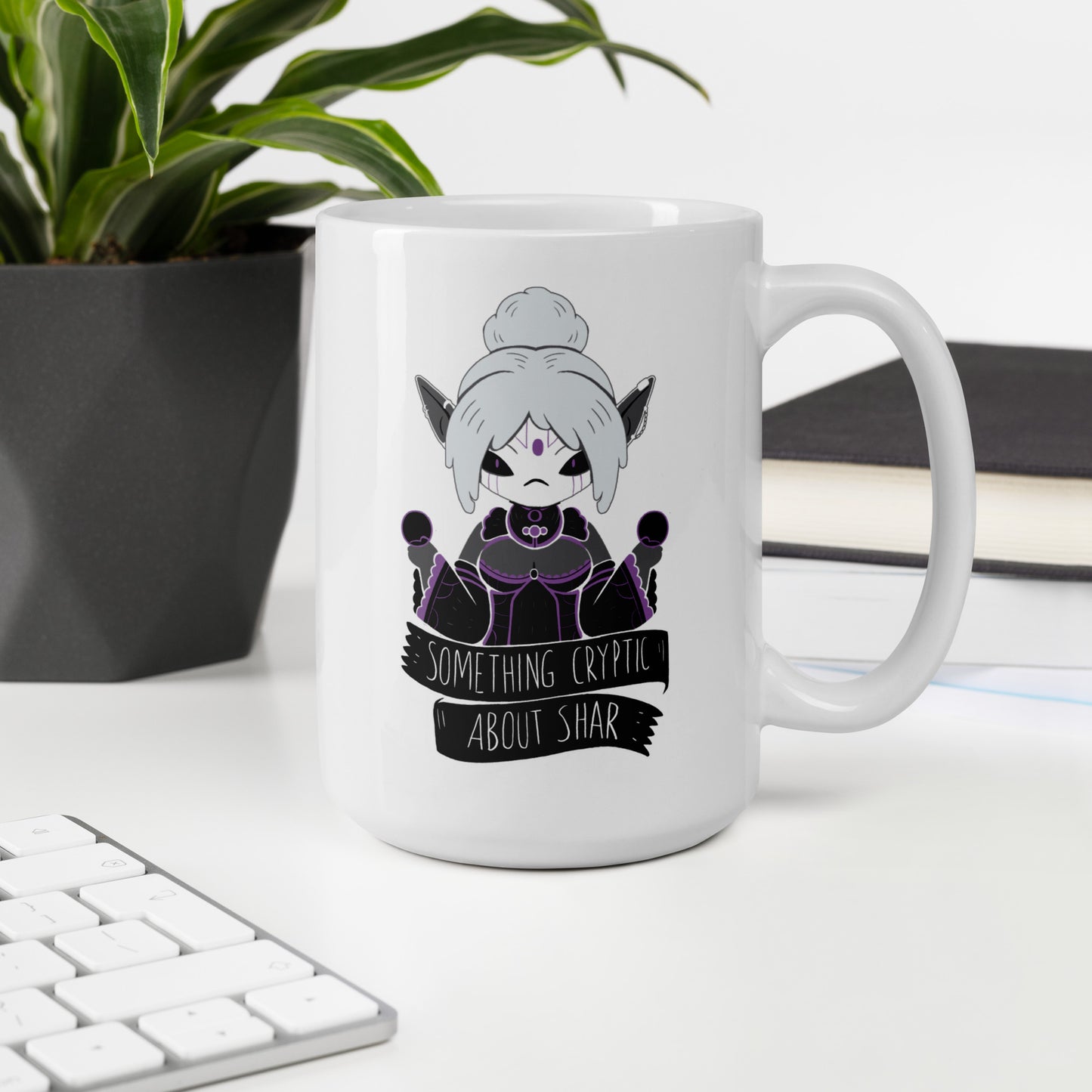 Something Cryptic About Shar - White Glossy Mug