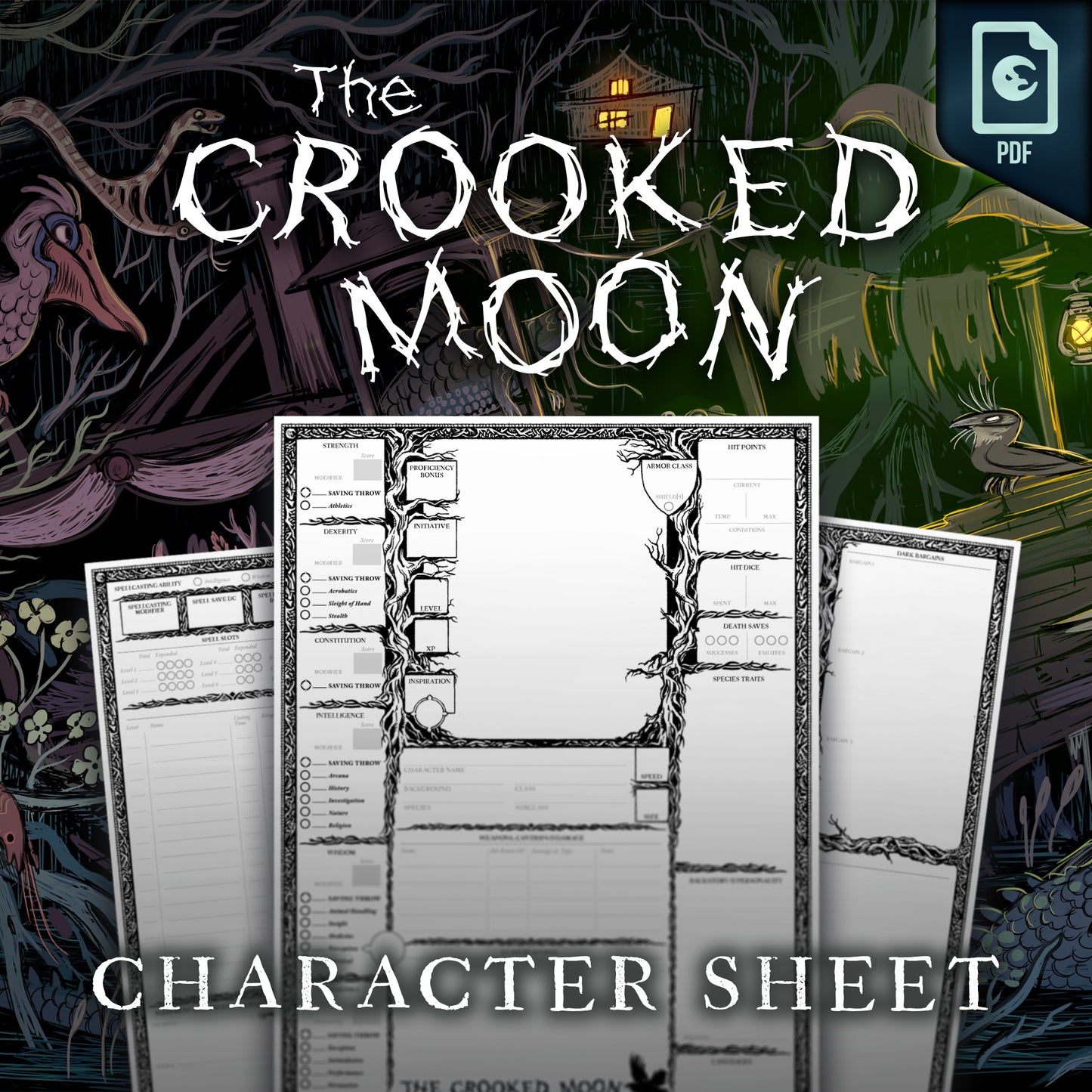 Crooked Moon Digital Character Sheets